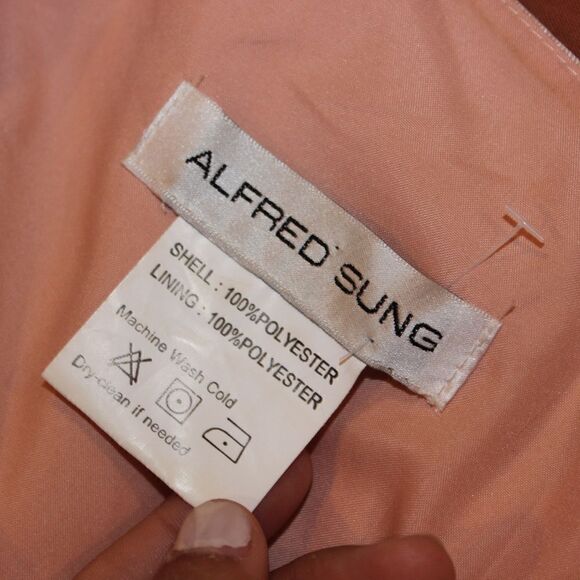 NEW Alfred Sung Blush Puff cap sleeve Scoop Neck midi Dress Women Size 2 - Picture 9 of 11